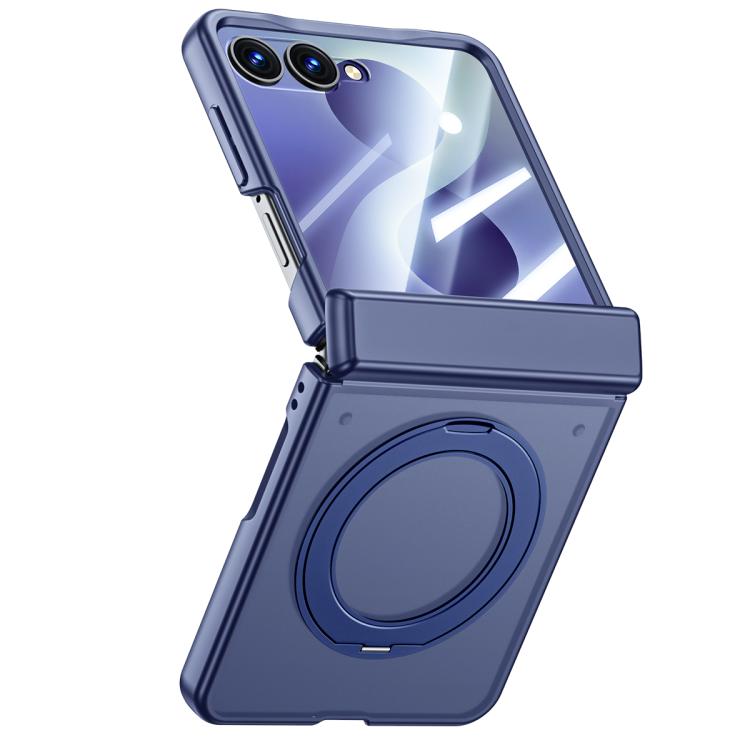 Custodia magnetica traslucida per telefono con supporto, guscio e pellicola integrati, effetto pelle, traslucida, con supporto integrato., For Galaxy Z Flip8 5G