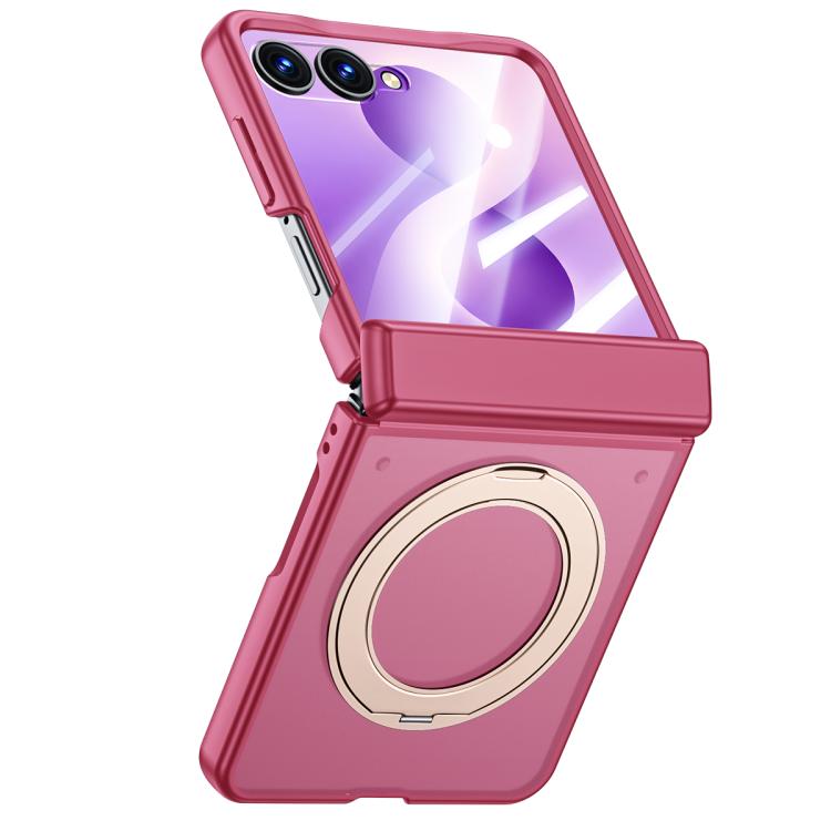 Custodia magnetica traslucida per telefono con supporto, guscio e pellicola integrati, effetto pelle, traslucida, con supporto integrato., For Galaxy Z Flip8 5G