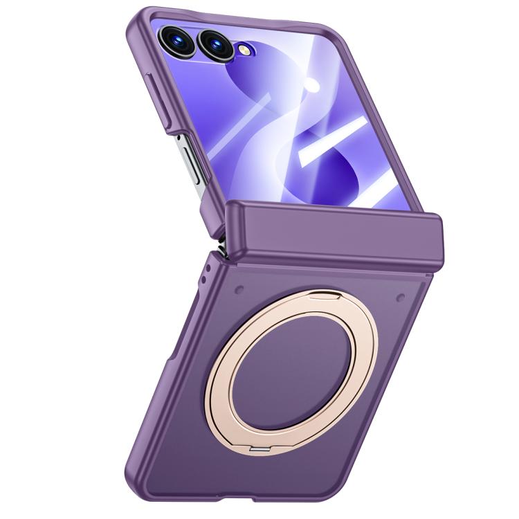 Custodia magnetica traslucida per telefono con supporto, guscio e pellicola integrati, effetto pelle, traslucida, con supporto integrato., For Galaxy Z Flip8 5G