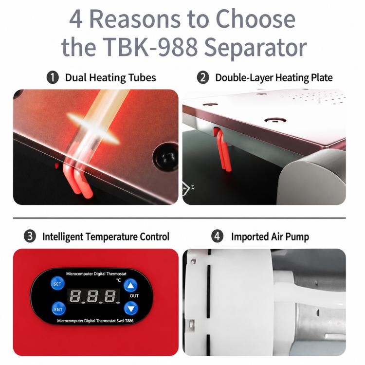 Separatore riscaldante con schermo LCD e controllo intelligente della temperatura TBK 988, US Plug, EU Plug, UK Plug