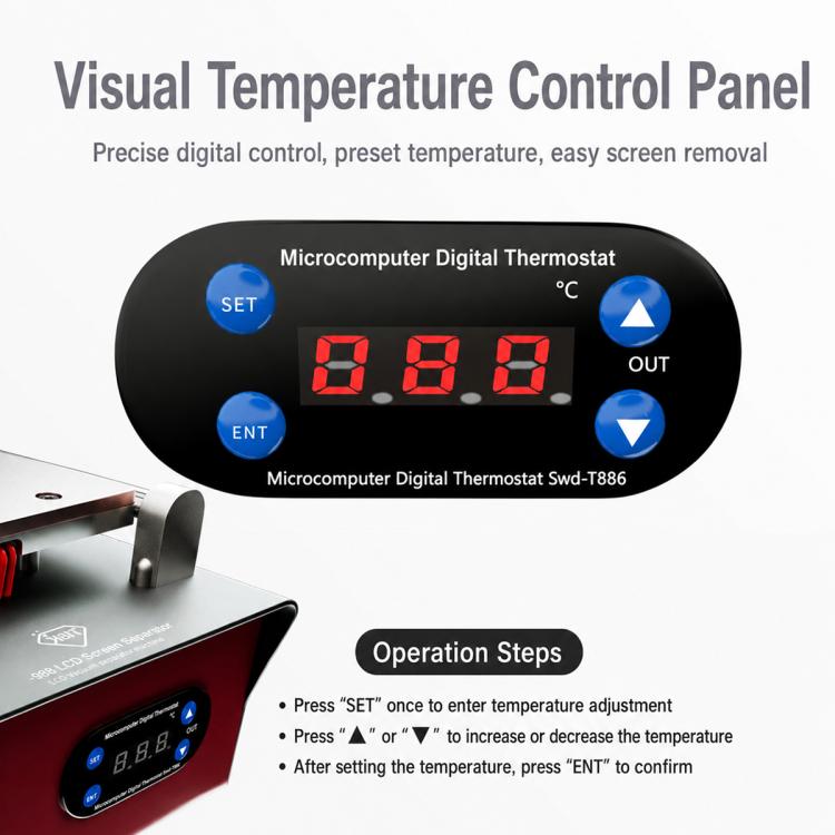 Separatore riscaldante con schermo LCD e controllo intelligente della temperatura TBK 988, US Plug, EU Plug, UK Plug