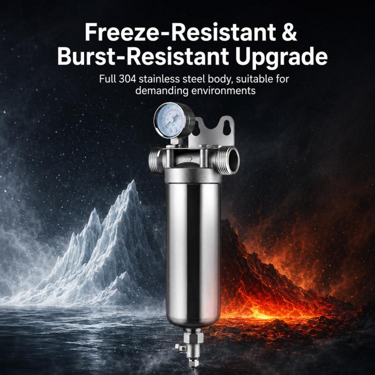 Depuratore d'acqua per tutta la casa con prefiltro in acciaio inox 304, 25-ton Clamp with 1.5 inch, 25-ton Clamp with 1 inch, 25-ton Clamp with 2 inch, 4-ton 1 inch Threaded Screw, 4-ton Threaded 4-point, 4-ton Threaded 6-point                         ...