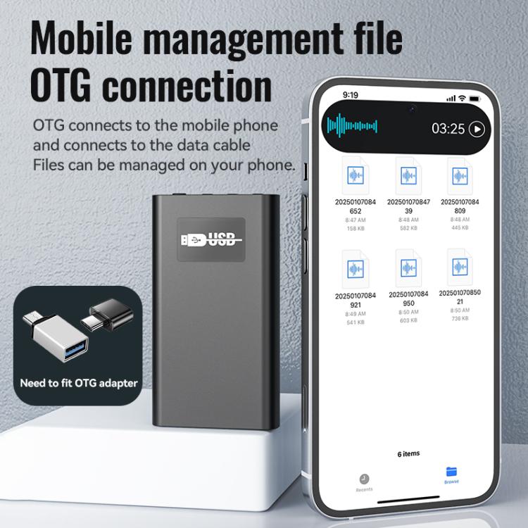 Registratore vocale digitale intelligente Q86 con schermo da 0,77 pollici e lunghissima durata della batteria in standby., 4GB, 8GB, 16GB, 32GB, 64GB