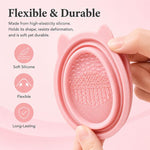Ciotola di pulizia pieghevole in silicone con orecchie di coniglio per il trucco.