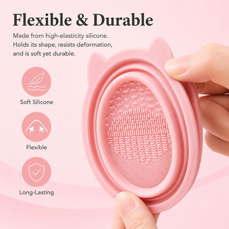 Ciotola di pulizia pieghevole in silicone con orecchie di coniglio per il trucco.