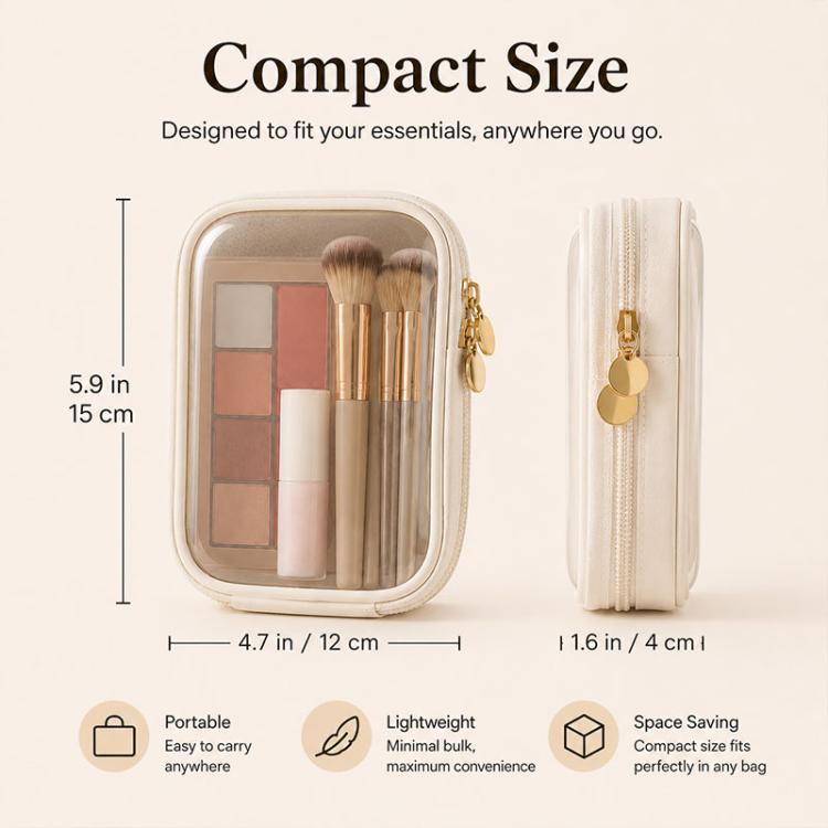 Borsa per il trucco portatile ad alta trasparenza, mini borsa portaoggetti, 15 x 12 x 4cm