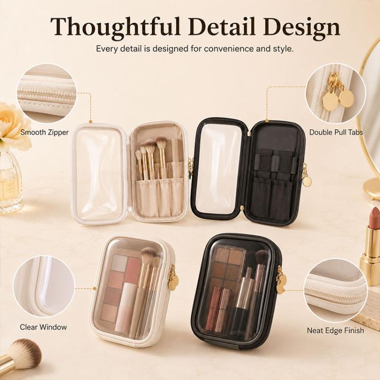 Borsa per il trucco portatile ad alta trasparenza, mini borsa portaoggetti, 15 x 12 x 4cm