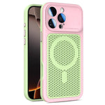 Custodia magnetica di raffreddamento Armor Shield Mesh per telefono con pellicola protettiva per obiettivo., For iPhone 16 Pro, For iPhone 16 Plus, For iPhone 16, For iPhone 15 Pro Max