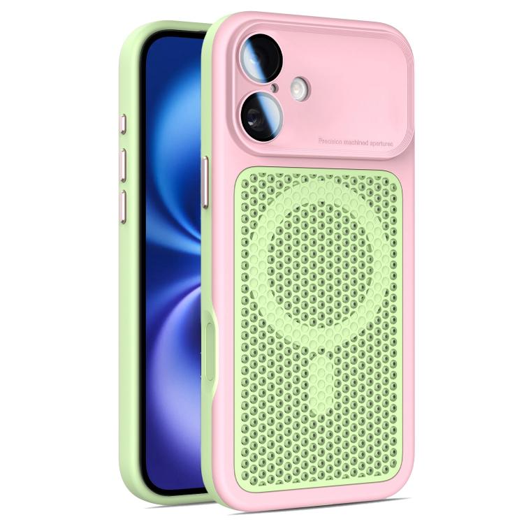 Custodia magnetica di raffreddamento Armor Shield Mesh per telefono con pellicola protettiva per obiettivo., For iPhone 16 Pro, For iPhone 16 Plus, For iPhone 16, For iPhone 15 Pro Max