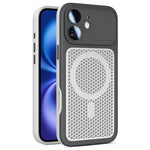 Custodia magnetica di raffreddamento Armor Shield Mesh per telefono con pellicola protettiva per obiettivo., For iPhone 16 Pro, For iPhone 16 Plus, For iPhone 16, For iPhone 15 Pro Max