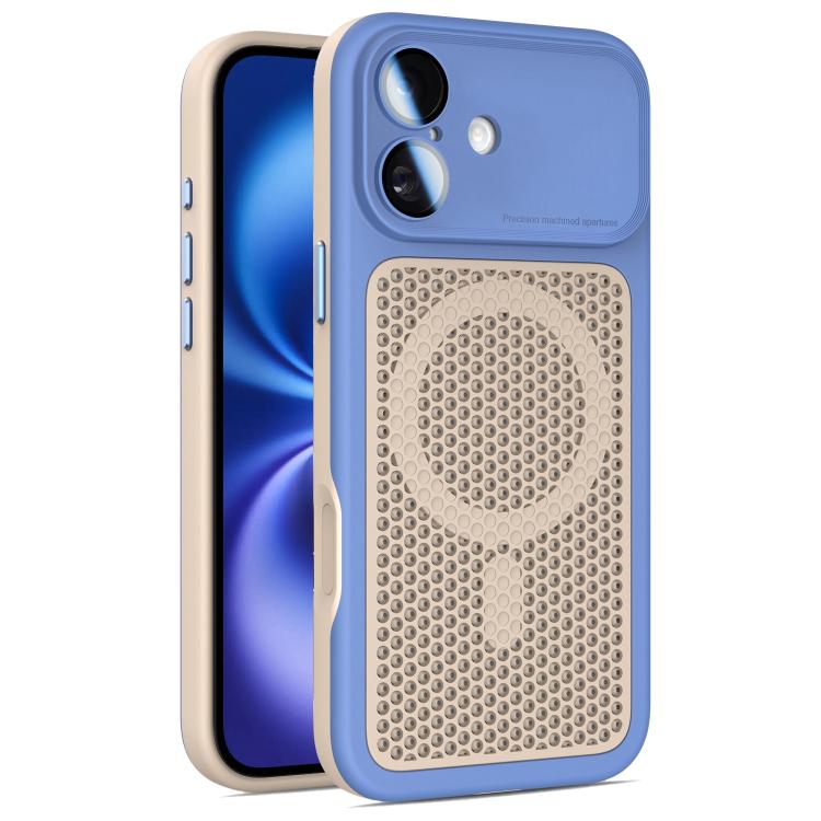Custodia magnetica di raffreddamento Armor Shield Mesh per telefono con pellicola protettiva per obiettivo., For iPhone 16 Pro, For iPhone 16 Plus, For iPhone 16, For iPhone 15 Pro Max