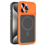 Custodia magnetica di raffreddamento Armor Shield Mesh per telefono con pellicola protettiva per obiettivo., For iPhone 16 Pro, For iPhone 16 Plus, For iPhone 16, For iPhone 15 Pro Max