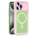 Custodia magnetica di raffreddamento Armor Shield Mesh per telefono con pellicola protettiva per obiettivo., For iPhone 16 Pro, For iPhone 16 Plus, For iPhone 16, For iPhone 15 Pro Max