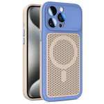 Custodia magnetica di raffreddamento Armor Shield Mesh per telefono con pellicola protettiva per obiettivo., For iPhone 16 Pro, For iPhone 16 Plus, For iPhone 16, For iPhone 15 Pro Max