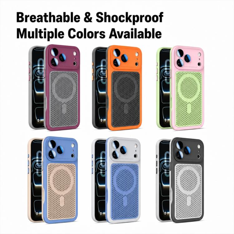 Custodia magnetica di raffreddamento Armor Shield Mesh per telefono con pellicola protettiva per obiettivo., For iPhone 17 Pro Max, For iPhone 17 Pro, For iPhone 17, For iPhone 16 Pro Max