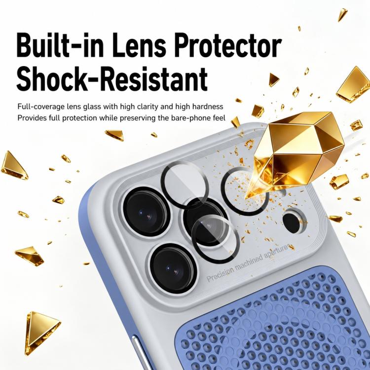 Custodia magnetica di raffreddamento Armor Shield Mesh per telefono con pellicola protettiva per obiettivo., For iPhone 17 Pro Max, For iPhone 17 Pro, For iPhone 17, For iPhone 16 Pro Max