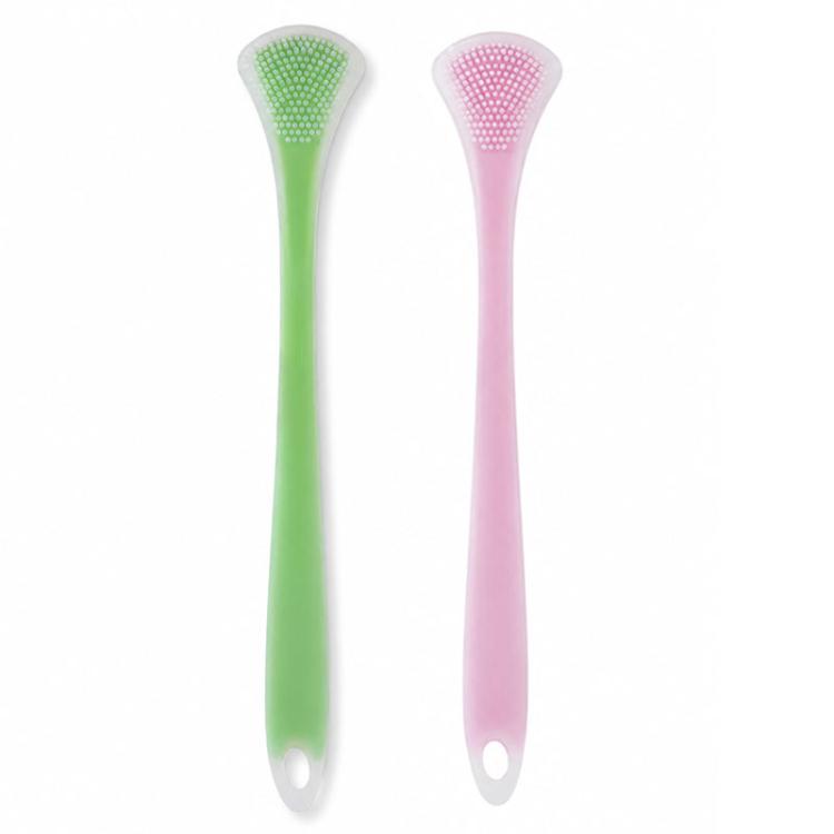 Confezione da 2 raschietti per lingua in silicone a doppia faccia, strumento per la pulizia orale