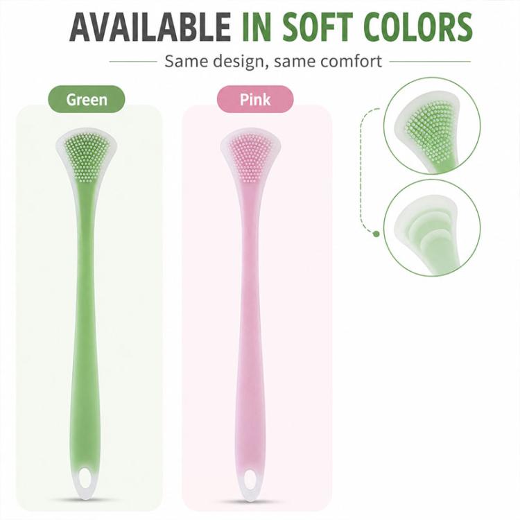 Confezione da 2 raschietti per lingua in silicone a doppia faccia, strumento per la pulizia orale