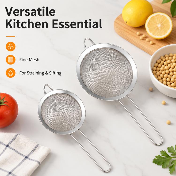 Set 3 in 1 di colino, cucchiaio e rete in acciaio inossidabile LsCook, 6.9+12+17.6cm