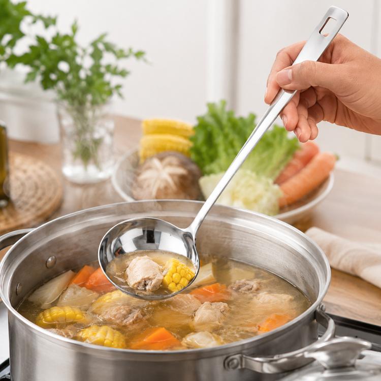 Cucchiaio in acciaio inox LsCook da 7,2 cm, Soup Spoon, Strainer Spoon