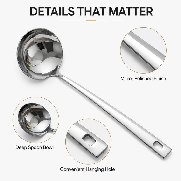 Cucchiaio in acciaio inox LsCook da 7,2 cm, Soup Spoon, Strainer Spoon