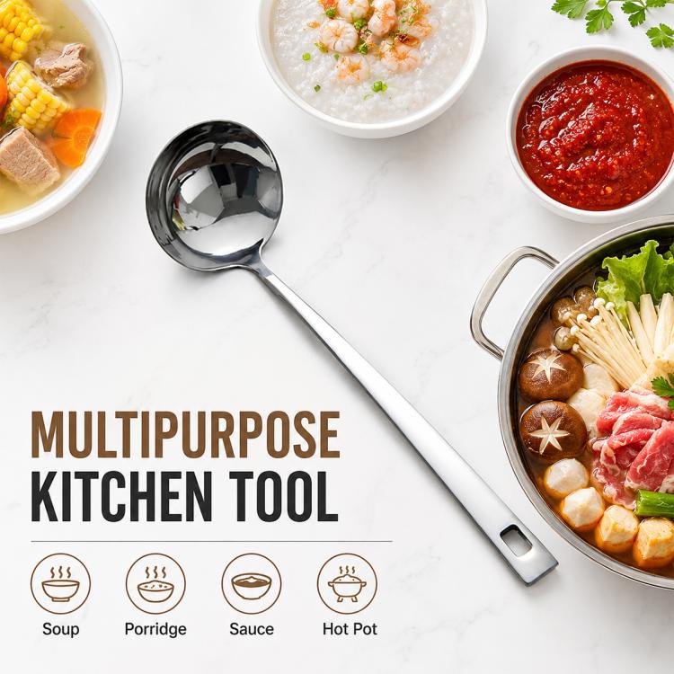 Cucchiaio in acciaio inox LsCook da 7,2 cm, Soup Spoon, Strainer Spoon