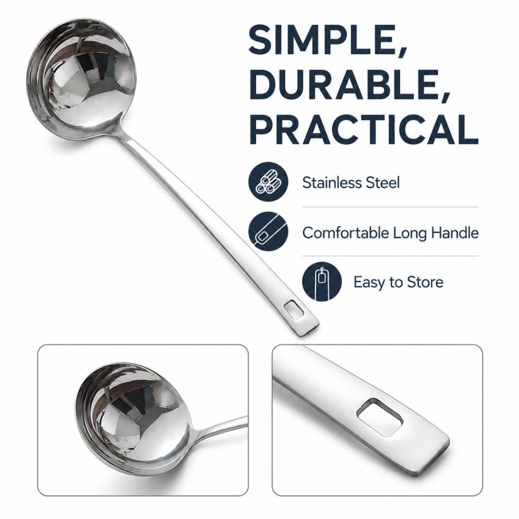 Cucchiaio in acciaio inox LsCook da 7,2 cm, Soup Spoon, Strainer Spoon
