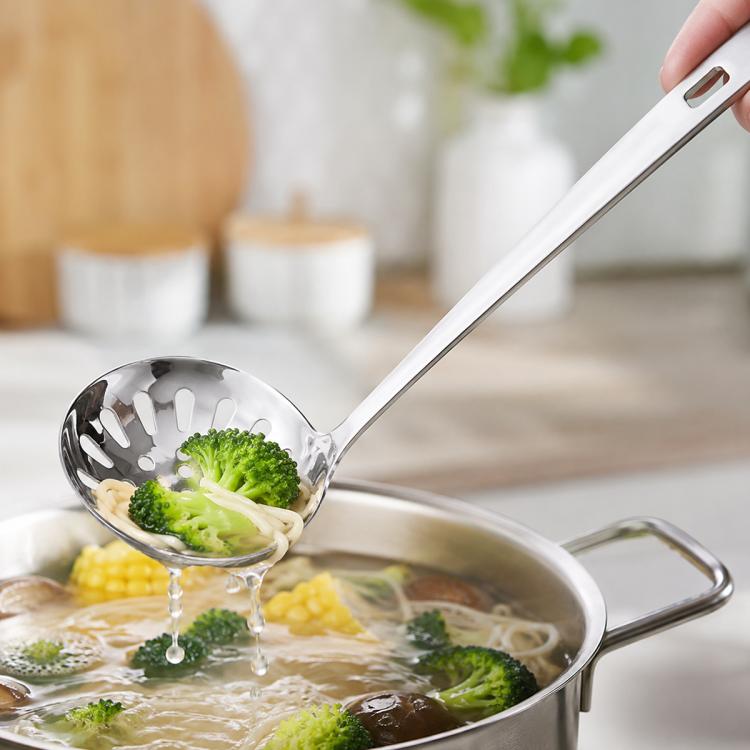Cucchiaio in acciaio inox LsCook da 7,2 cm, Soup Spoon, Strainer Spoon