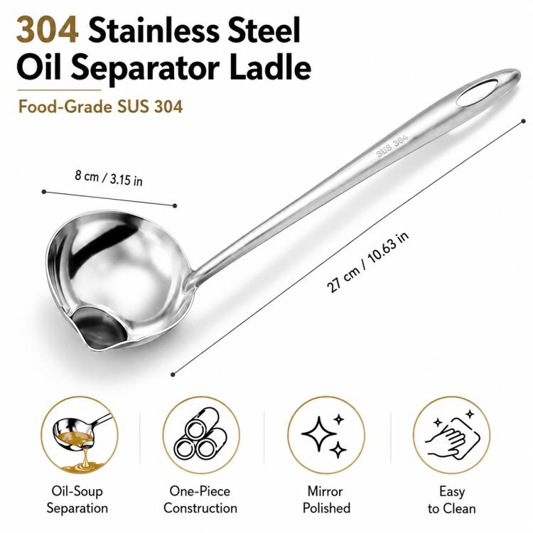 Cucchiaio separatore d'olio in acciaio inossidabile LsCook, Oil Separating Spoon