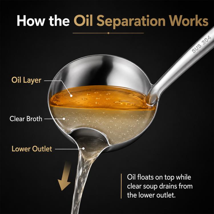 Cucchiaio separatore d'olio in acciaio inossidabile LsCook, Oil Separating Spoon