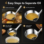 Cucchiaio separatore d'olio in acciaio inossidabile LsCook, Oil Separating Spoon