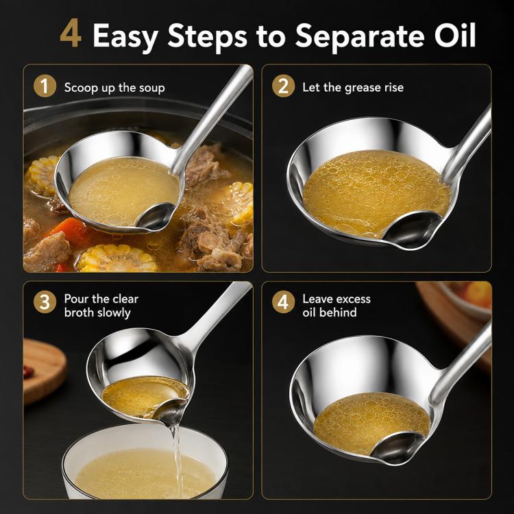 Cucchiaio separatore d'olio in acciaio inossidabile LsCook, Oil Separating Spoon