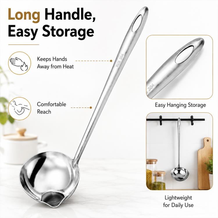 Cucchiaio separatore d'olio in acciaio inossidabile LsCook, Oil Separating Spoon