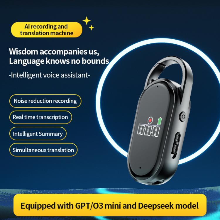 S29A Registratore vocale portatile con intelligenza artificiale e display TFT da 0,42 pollici, compatibile con portachiavi e app AIREC., 8GB, 16GB, 32GB, 64GB, 128GB, 256GB