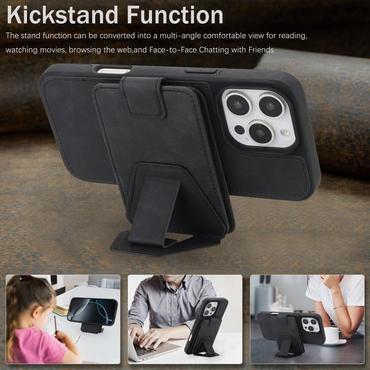 Custodia per telefono magnetica RFID con porta carte staccabile in similpelle stile retrò, design retrò, con protezione RFID., For iPhone 16 Pro Max, For iPhone 16 Pro