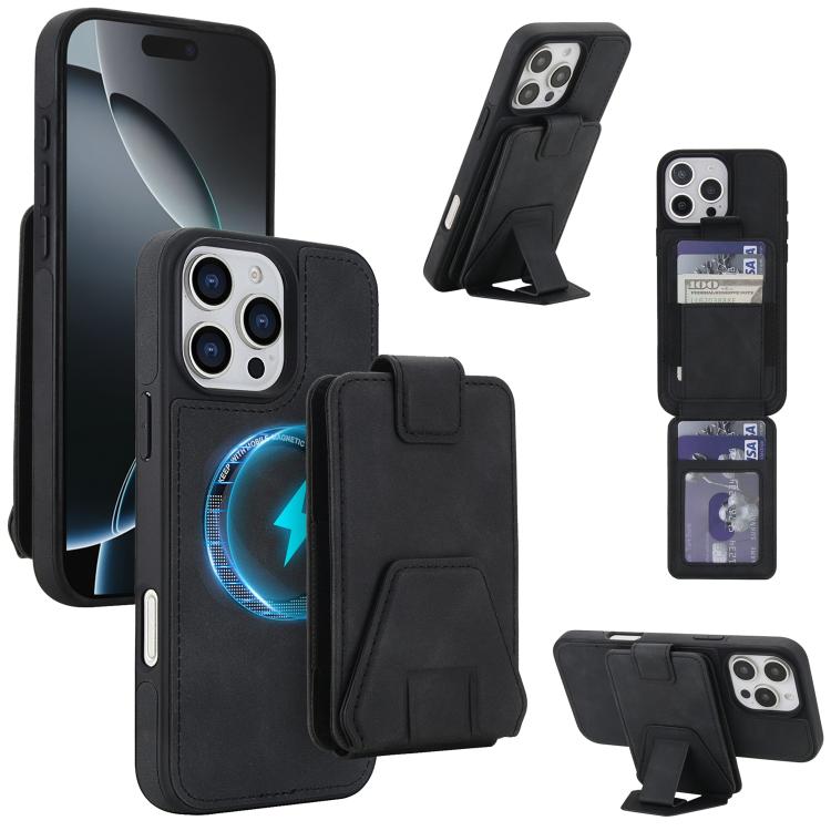 Custodia per telefono magnetica RFID con porta carte staccabile in similpelle stile retrò, design retrò, con protezione RFID., For iPhone 16 Pro Max, For iPhone 16 Pro