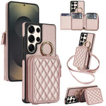 Portafoglio con cerniera, anello a rombo per tracolla, custodia per telefono con protezione RFID., For Galaxy S25 Ultra 5G