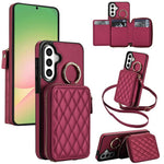 Portafoglio con cerniera, anello a rombo per tracolla, custodia per telefono con protezione RFID., For Galaxy A36 5G / A37 5G