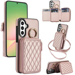 Portafoglio con cerniera, anello a rombo per tracolla, custodia per telefono con protezione RFID., For Galaxy A36 5G / A37 5G