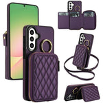 Portafoglio con cerniera, anello a rombo per tracolla, custodia per telefono con protezione RFID., For Galaxy A36 5G / A37 5G