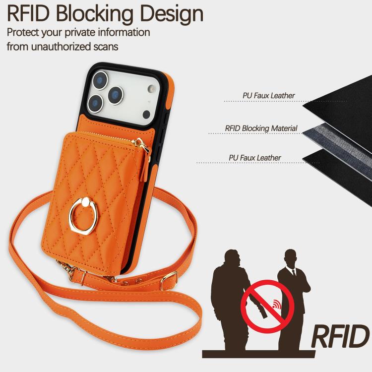 Portafoglio con cerniera, porta anelli romboidale, custodia per telefono con protezione RFID., For iPhone 17 Pro Max, For iPhone 17 Pro