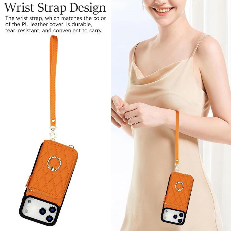 Portafoglio con cerniera, porta anelli romboidale, custodia per telefono con protezione RFID., For iPhone 17 Pro Max, For iPhone 17 Pro
