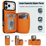 Portafoglio con cerniera, porta anelli romboidale, custodia per telefono con protezione RFID., For iPhone 17 Pro Max, For iPhone 17 Pro