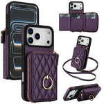 Portafoglio con cerniera, porta anelli romboidale, custodia per telefono con protezione RFID., For iPhone 17 Pro Max, For iPhone 17 Pro