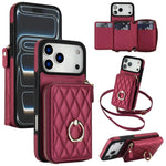 Portafoglio con cerniera, porta anelli romboidale, custodia per telefono con protezione RFID., For iPhone 17 Pro Max, For iPhone 17 Pro