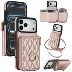 Portafoglio con cerniera, porta anelli romboidale, custodia per telefono con protezione RFID., For iPhone 17 Pro Max, For iPhone 17 Pro