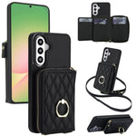 Portafoglio con cerniera, porta anelli romboidale, custodia per telefono con protezione RFID., For Galaxy A36 5G / A37 5G