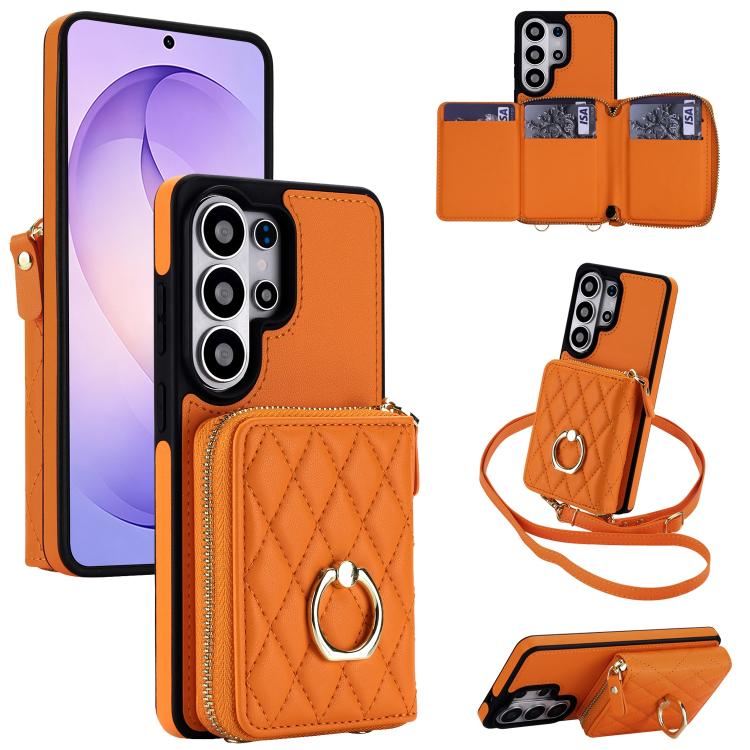 Portafoglio con cerniera, porta anelli romboidale, custodia per telefono con protezione RFID., For Galaxy S26 Ultra 5G, For Galaxy S25 Ultra 5G, For Galaxy S24 Ultra 5G