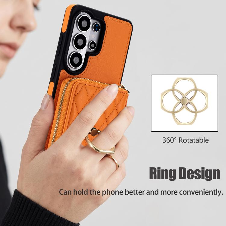 Portafoglio con cerniera, porta anelli romboidale, custodia per telefono con protezione RFID., For Galaxy S23 Ultra 5G, For Galaxy S22 Ultra 5G