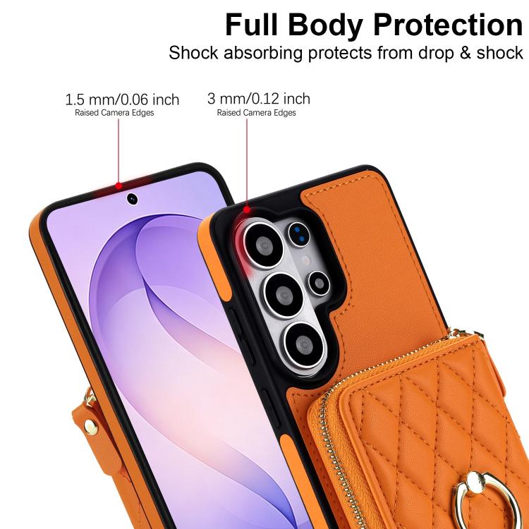 Portafoglio con cerniera, porta anelli romboidale, custodia per telefono con protezione RFID., For Galaxy S23 Ultra 5G, For Galaxy S22 Ultra 5G
